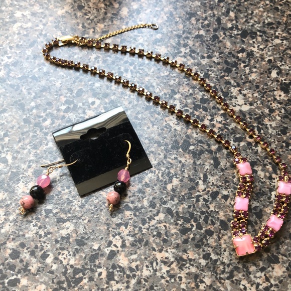 NWT Rhodonite Onyx Earrings 14kgf - Picture 3 of 4